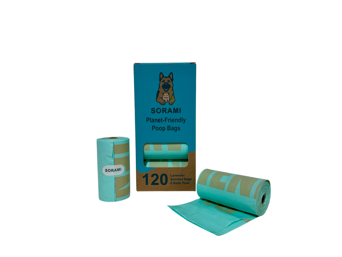 Sorami Lavender Scented Compostable Dog Poop Bags β 120 Count (8 Rolls)