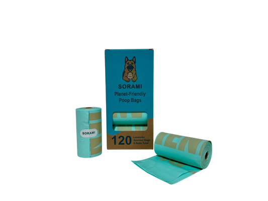 Sorami Lavender Scented Compostable Dog Poop Bags – 120 Count (8 Rolls)
