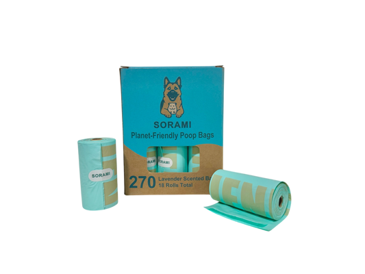 Sorami Lavender Scented Compostable Dog Poop Bags – 270 Count (18 Rolls)